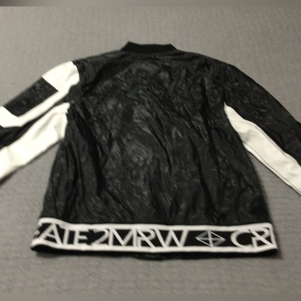 CREATE 2MRW MEN'S BOMBER JACKET CS9627 Blk/Wht - Picture 4 of 9